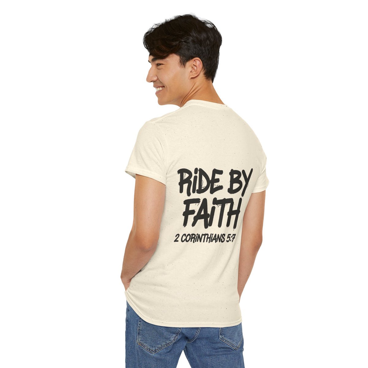 Ride By Faith Tee — "Trust The Ride" Christian Scripture T-Shirt (2 Corinthians 5:7)