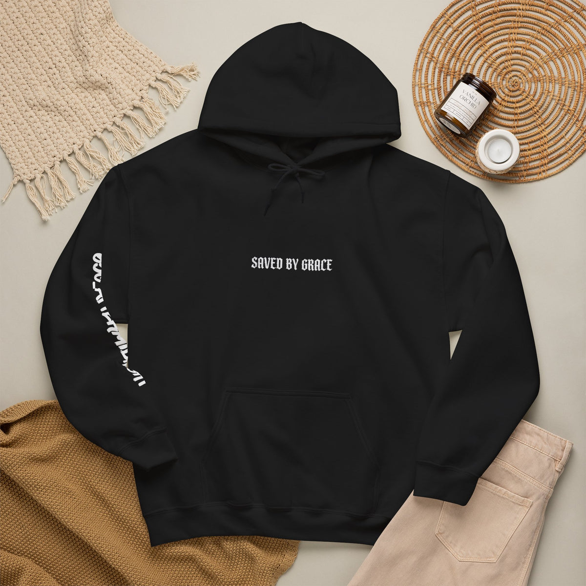 Saved By Grace Hoodie — Christian Faith Pullover (Ephesians 2:8)