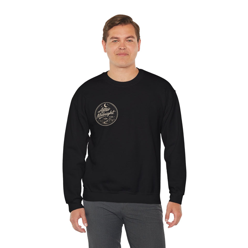 Crewneck Sweatshirt — "You're Not Riding Alone" Motorcycle Night Ride Design