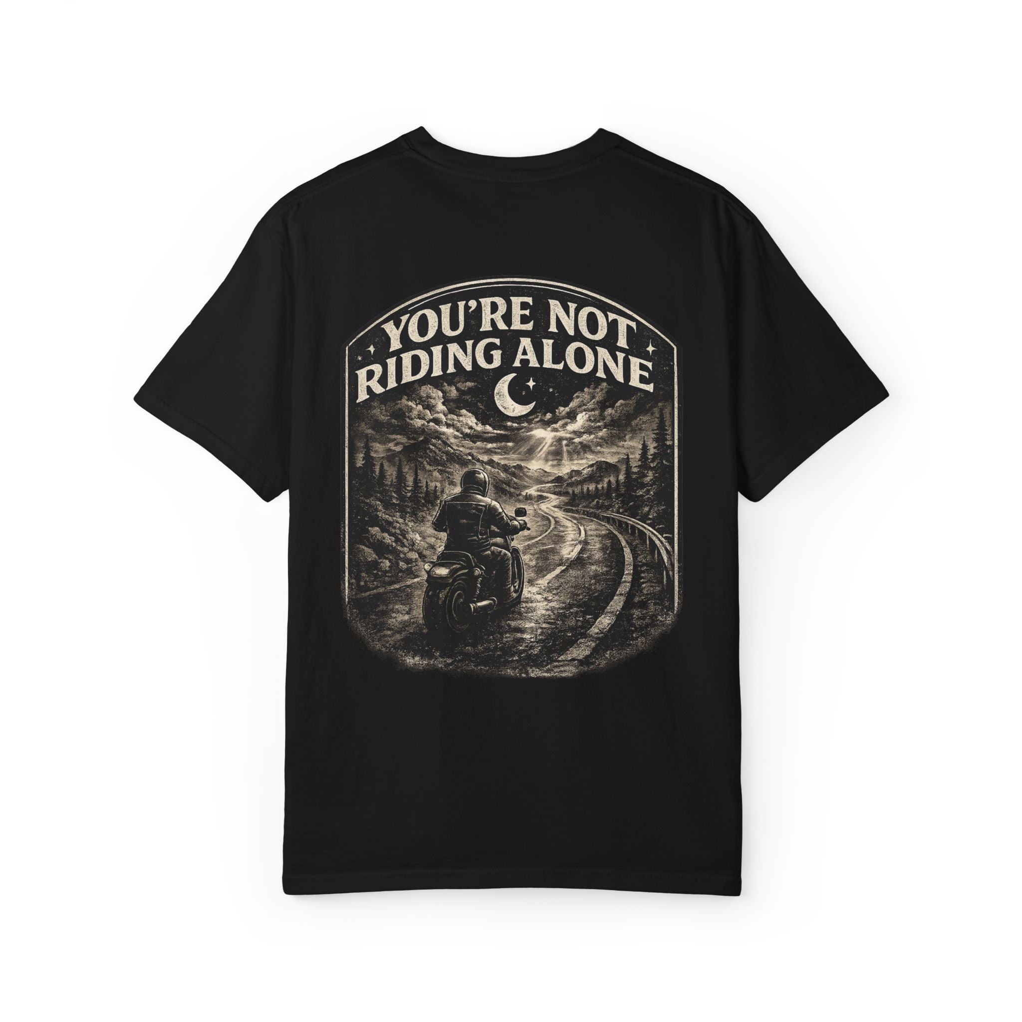 Motorcycle Rider T-Shirt — "You're Not Riding Alone" Vintage Biker Tee