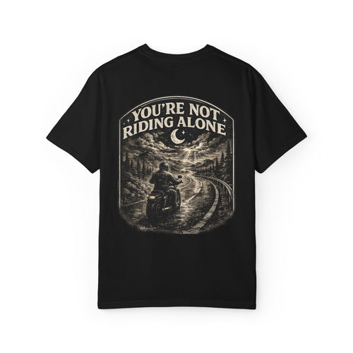 Motorcycle Rider T-Shirt — "You're Not Riding Alone" Vintage Biker Tee