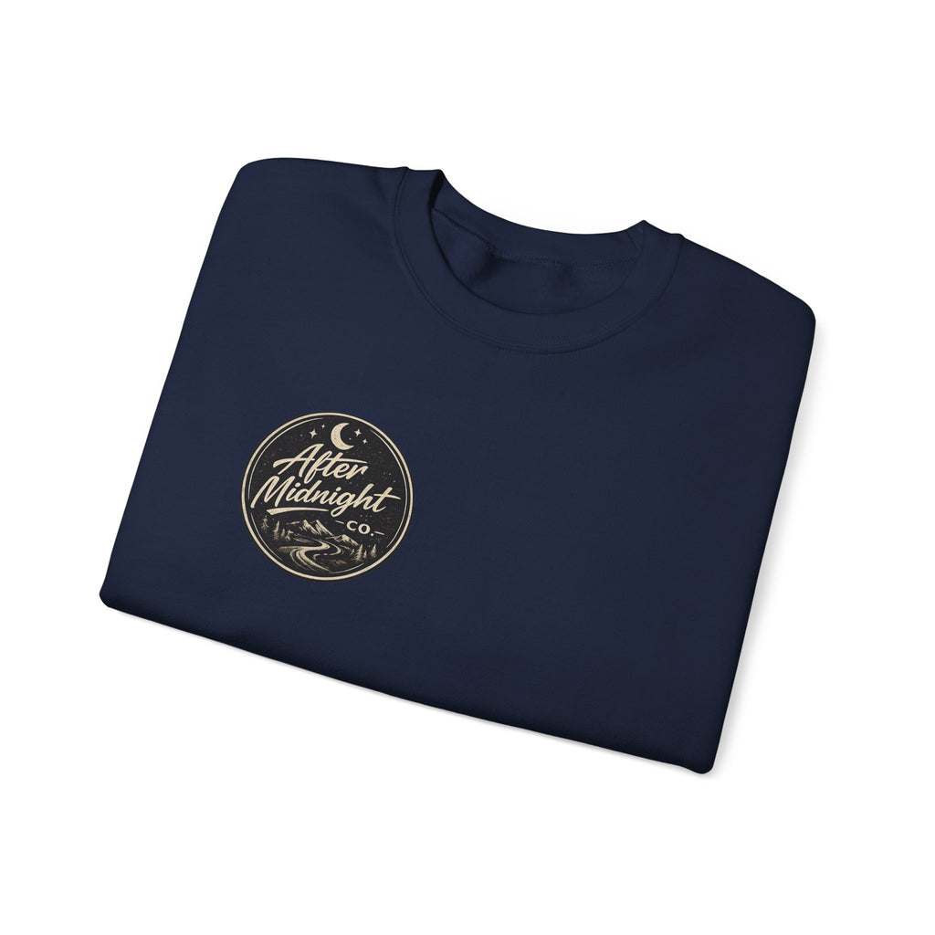 Crewneck Sweatshirt — "You're Not Riding Alone" Motorcycle Night Ride Design