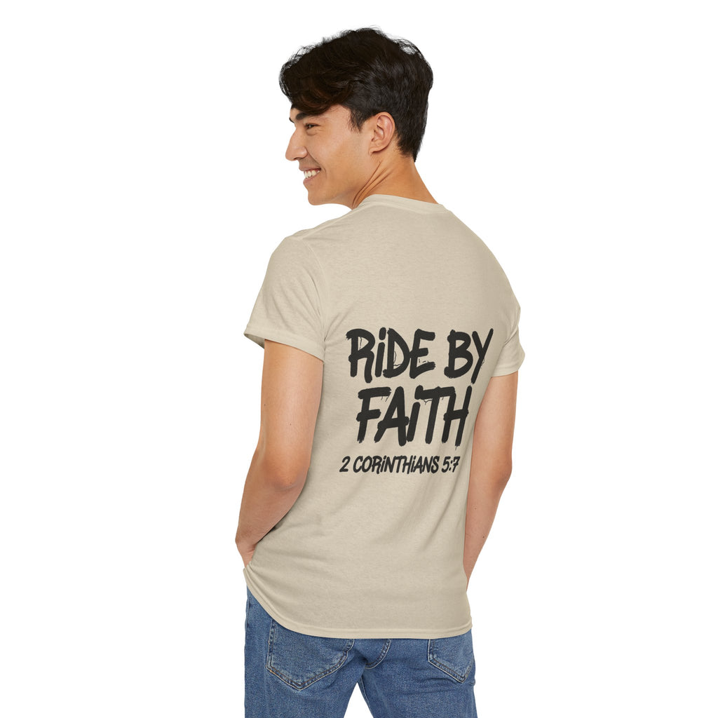 Ride By Faith Tee — "Trust The Ride" Christian Scripture T-Shirt (2 Corinthians 5:7)