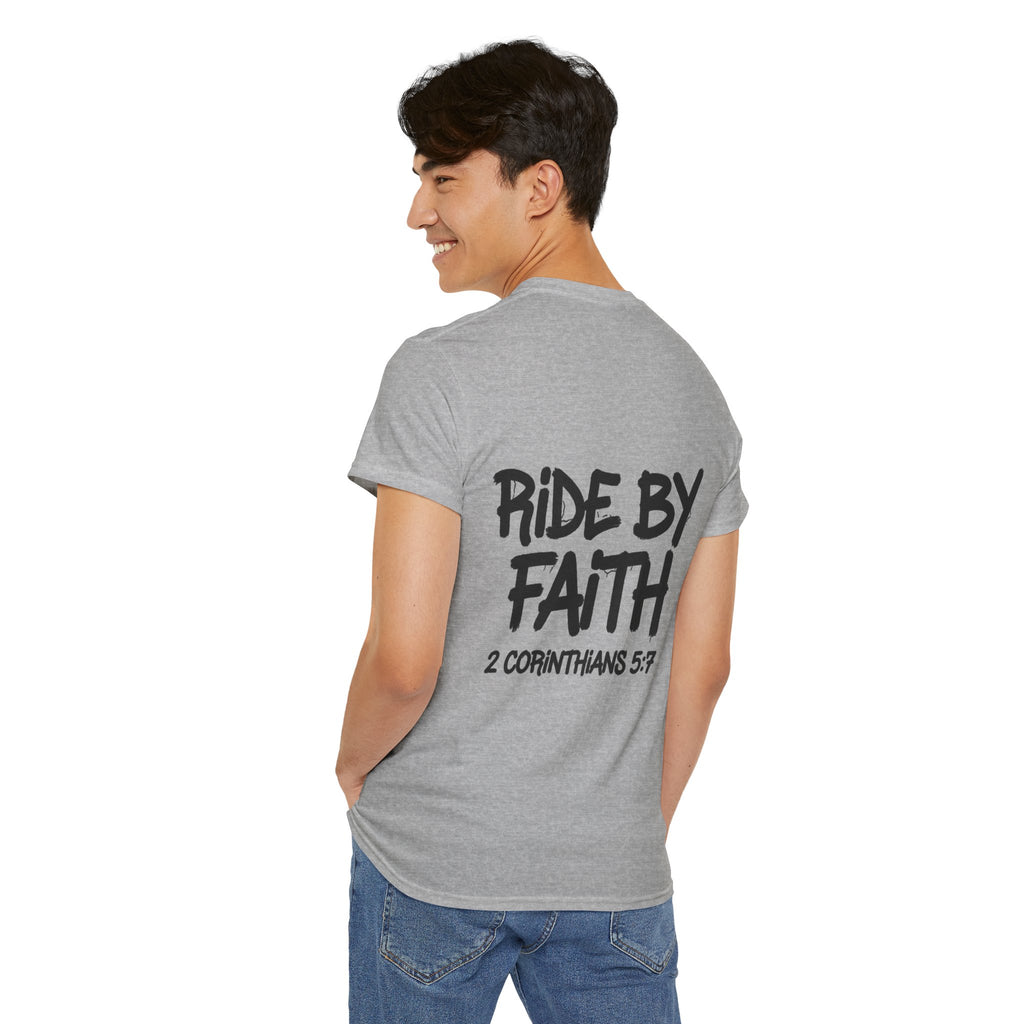 Ride By Faith Tee — "Trust The Ride" Christian Scripture T-Shirt (2 Corinthians 5:7)