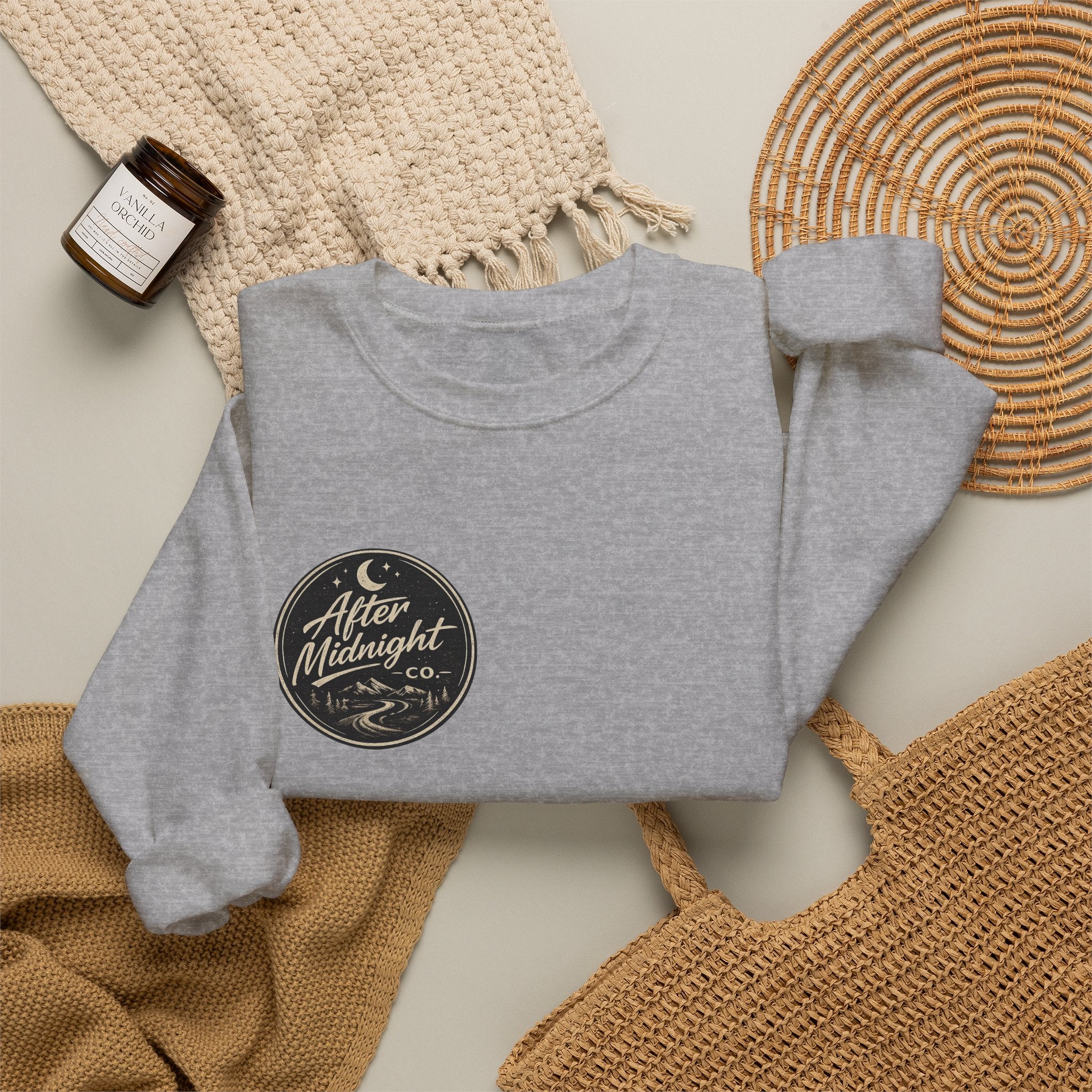 Crewneck Sweatshirt — "You're Not Riding Alone" Motorcycle Night Ride Design