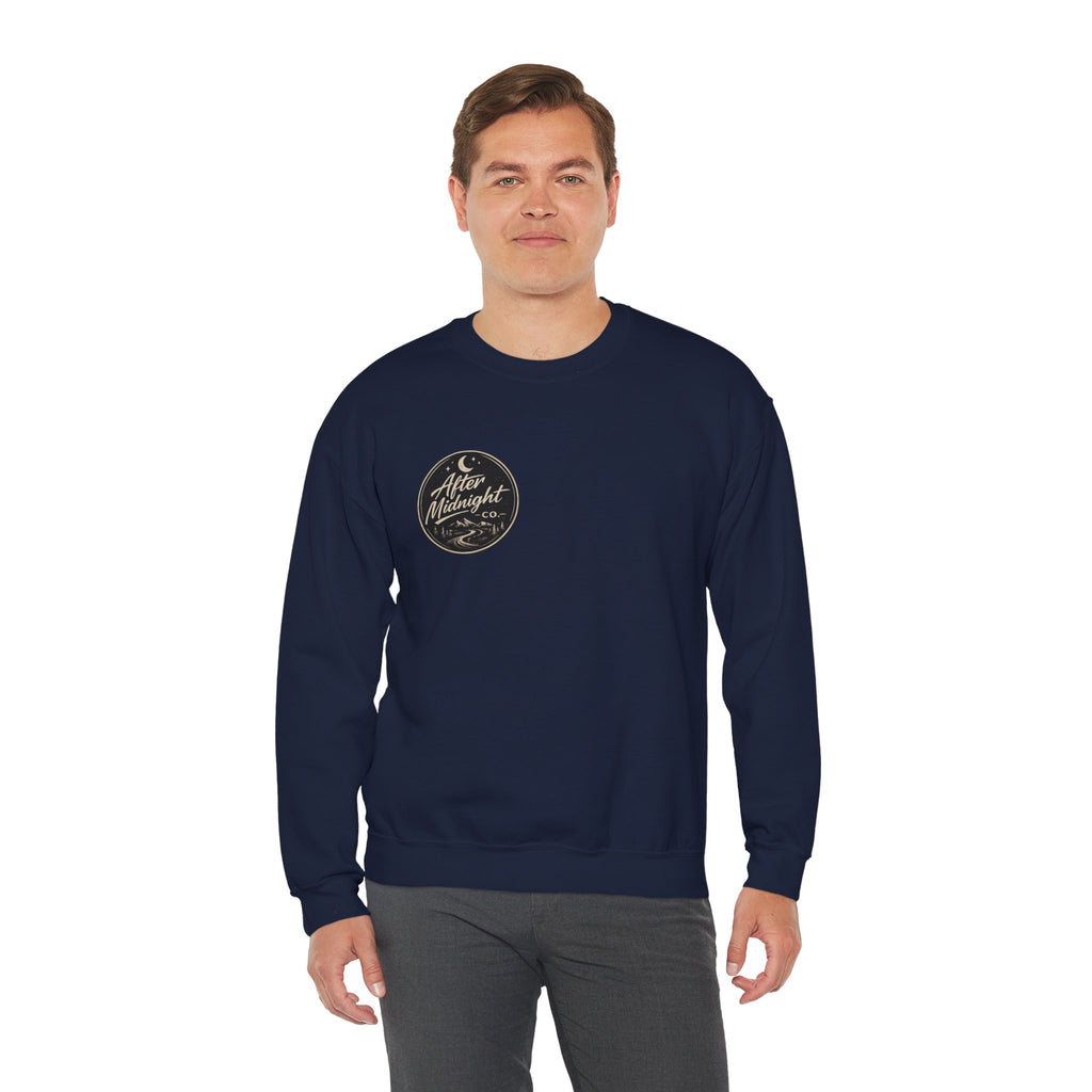 Crewneck Sweatshirt — "You're Not Riding Alone" Motorcycle Night Ride Design