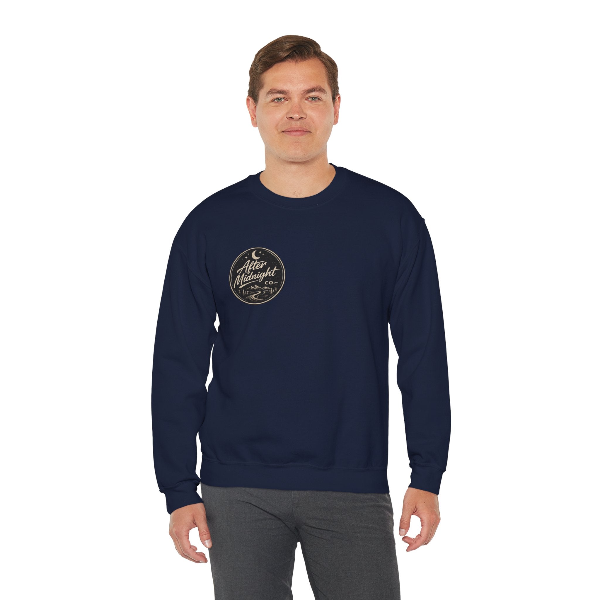 Crewneck Sweatshirt — "You're Not Riding Alone" Motorcycle Night Ride Design