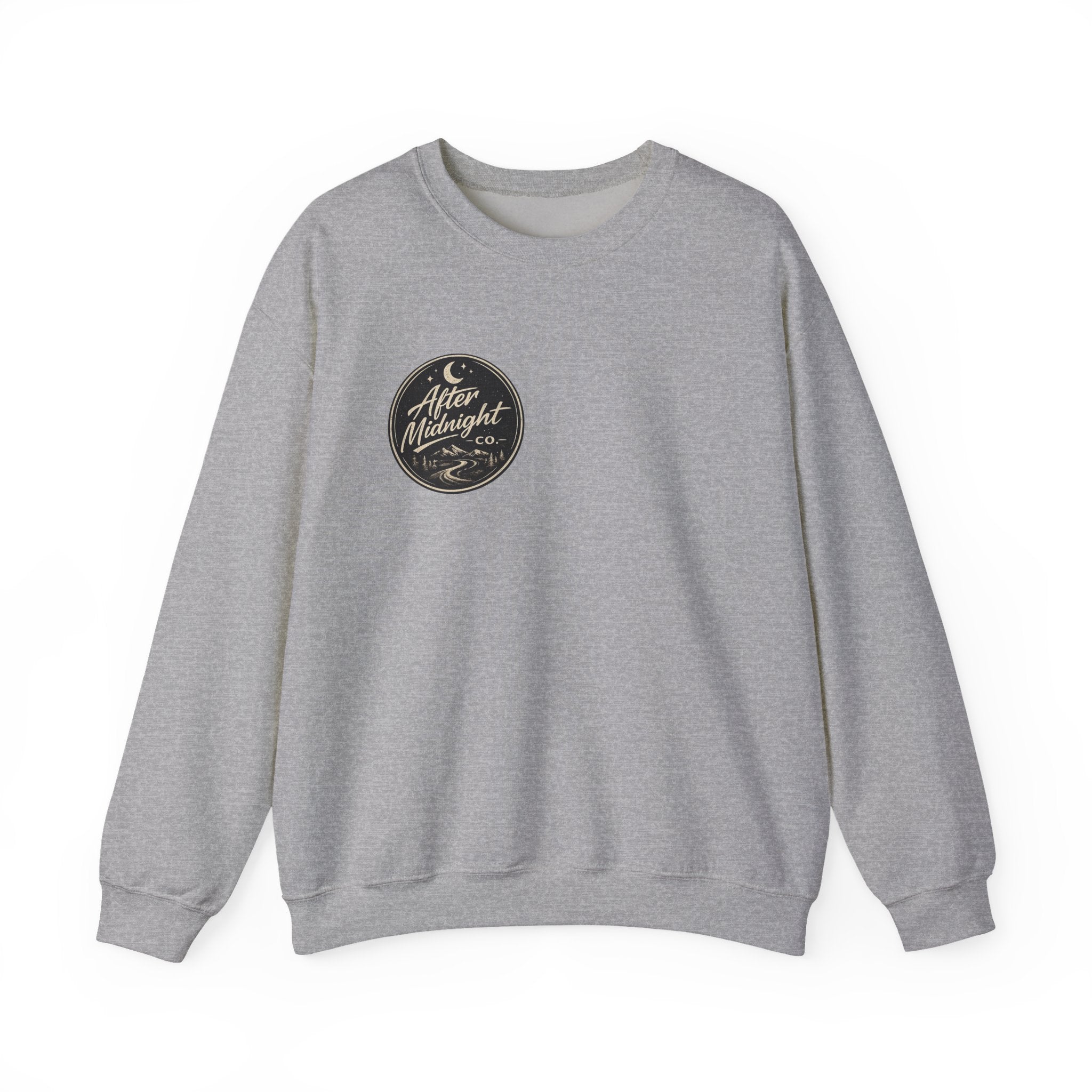 Crewneck Sweatshirt — "You're Not Riding Alone" Motorcycle Night Ride Design