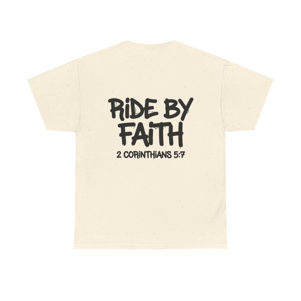 Ride By Faith Tee — "Trust The Ride" Christian Scripture T-Shirt (2 Corinthians 5:7)