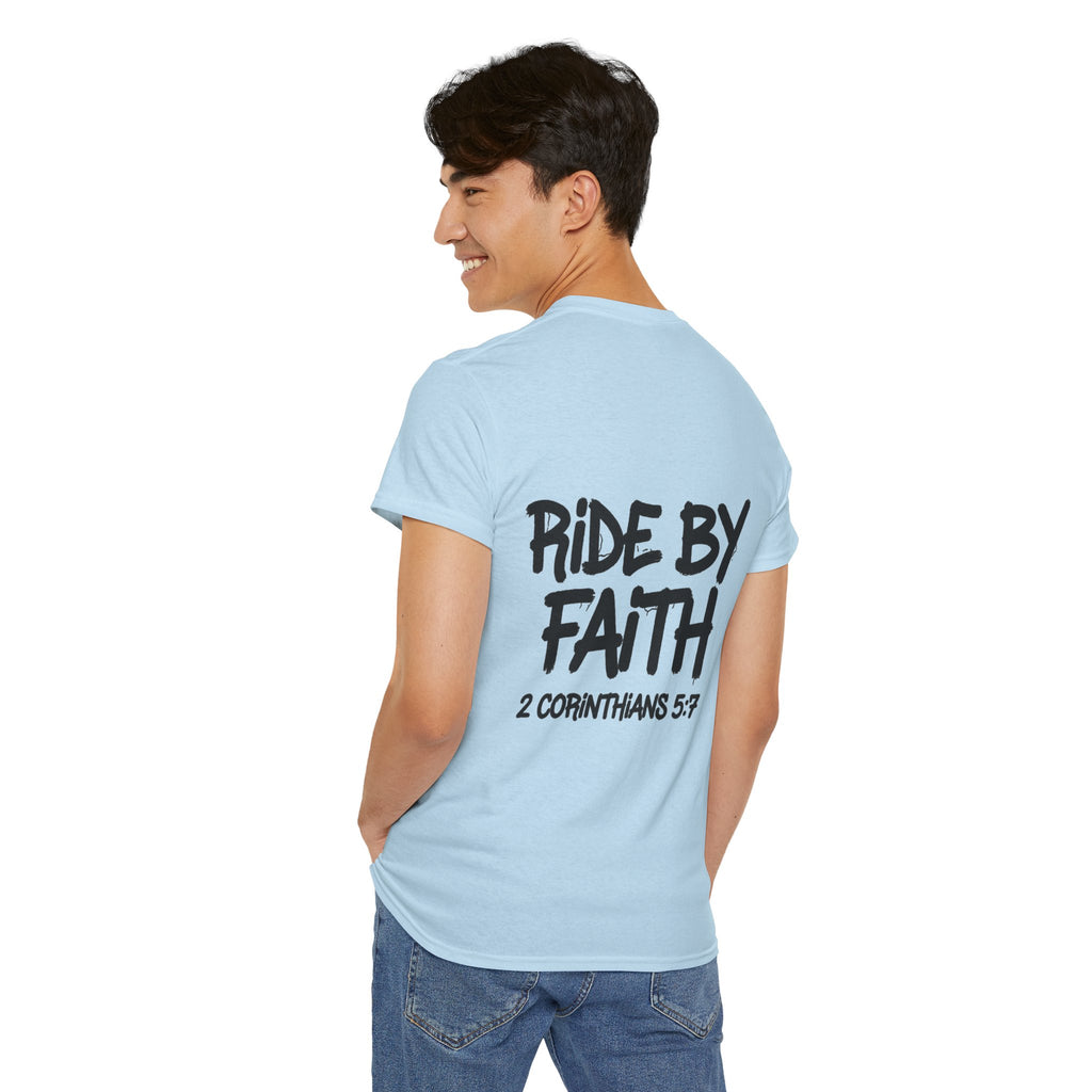 Ride By Faith Tee — "Trust The Ride" Christian Scripture T-Shirt (2 Corinthians 5:7)
