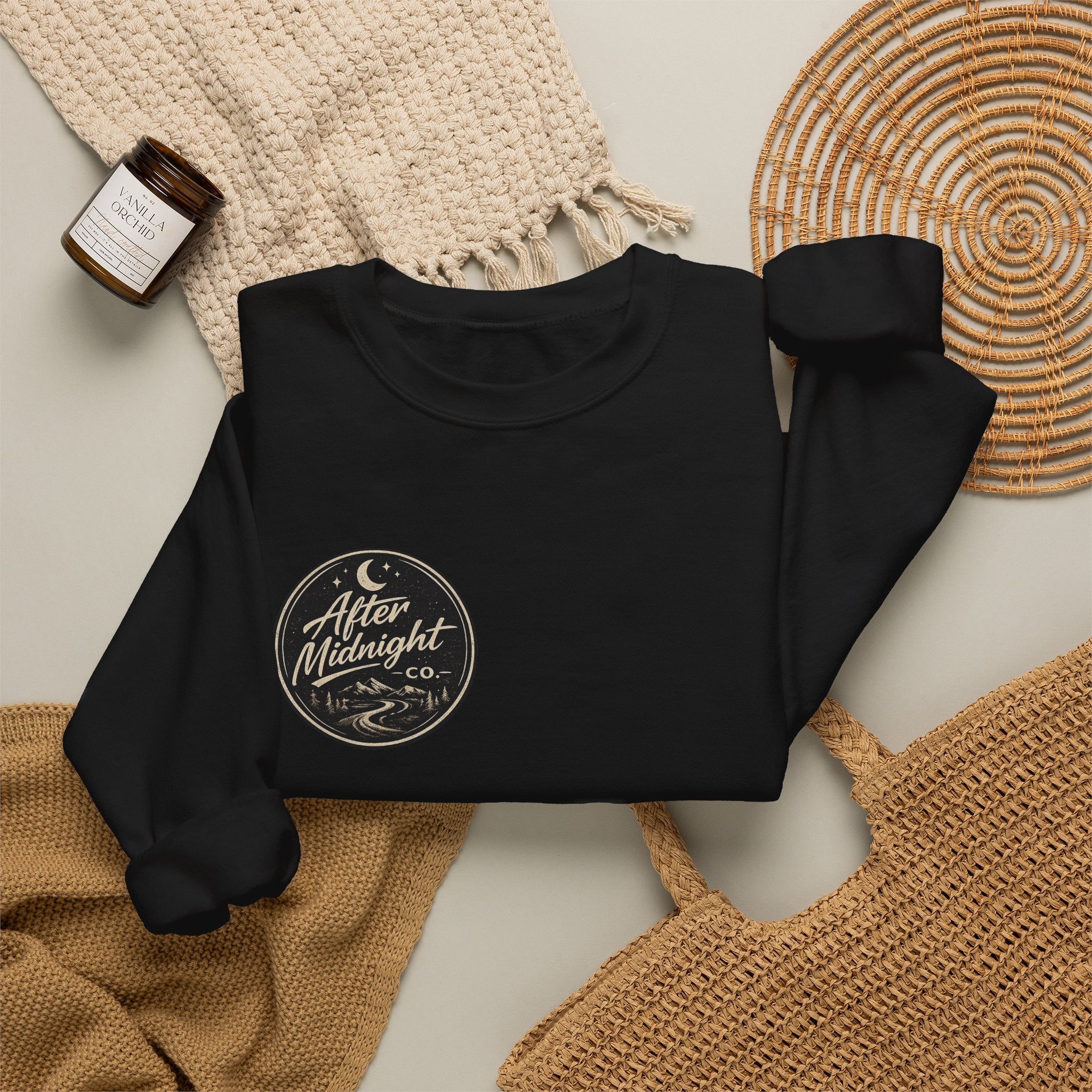 Crewneck Sweatshirt — "You're Not Riding Alone" Motorcycle Night Ride Design